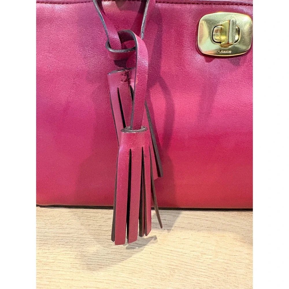 Coach Madison Satchel Magenta Pink Leather Handbag 25359 Brass Hardware
